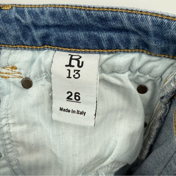 R13 Blue Shredded Boy Skinny Jeans in Shiloh Shredded Wash Size 26 - Picture 10 of 16